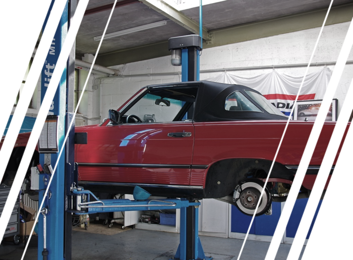 Abbildung ein Auto auf einer Hebebühne